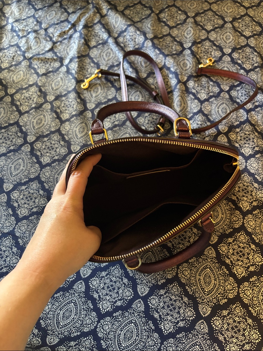 Coach Chocolate Brown Leather Dome Satchel with Gold Hardware - Picture 4 of 5